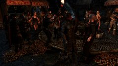 Partying it up in the Whiterun market