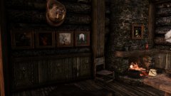 Portraits of the Eldest of the Steam Skyrim Forum members - Avrie, cfs111, a placeholder for Ilja, smr1957 (Etienne) - and Nazenn in place of honor over the fireplace.jpg