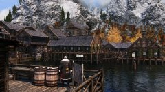 Gazing across to the Riften docks