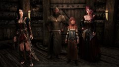 Marcia (Triss dress); Maramal (Spellmonger robe); Deidre (Elise dark wine dress) & daughter Belle (from Etienne's Girl Without a Face story)