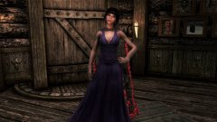 Sasha (Luna's sister) in a sexy and simple purple silk evening gown