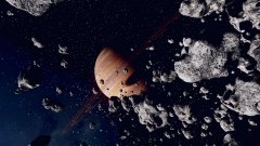 Olivas peeking through its asteroids