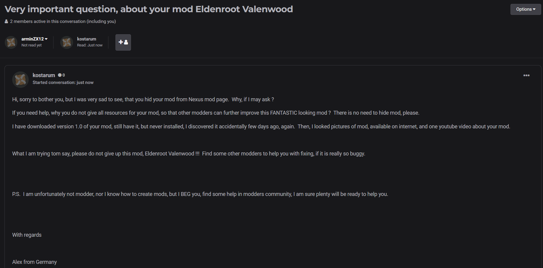 What is happened with mod Elden Root Valenwood, Nexus Mods hid mod 